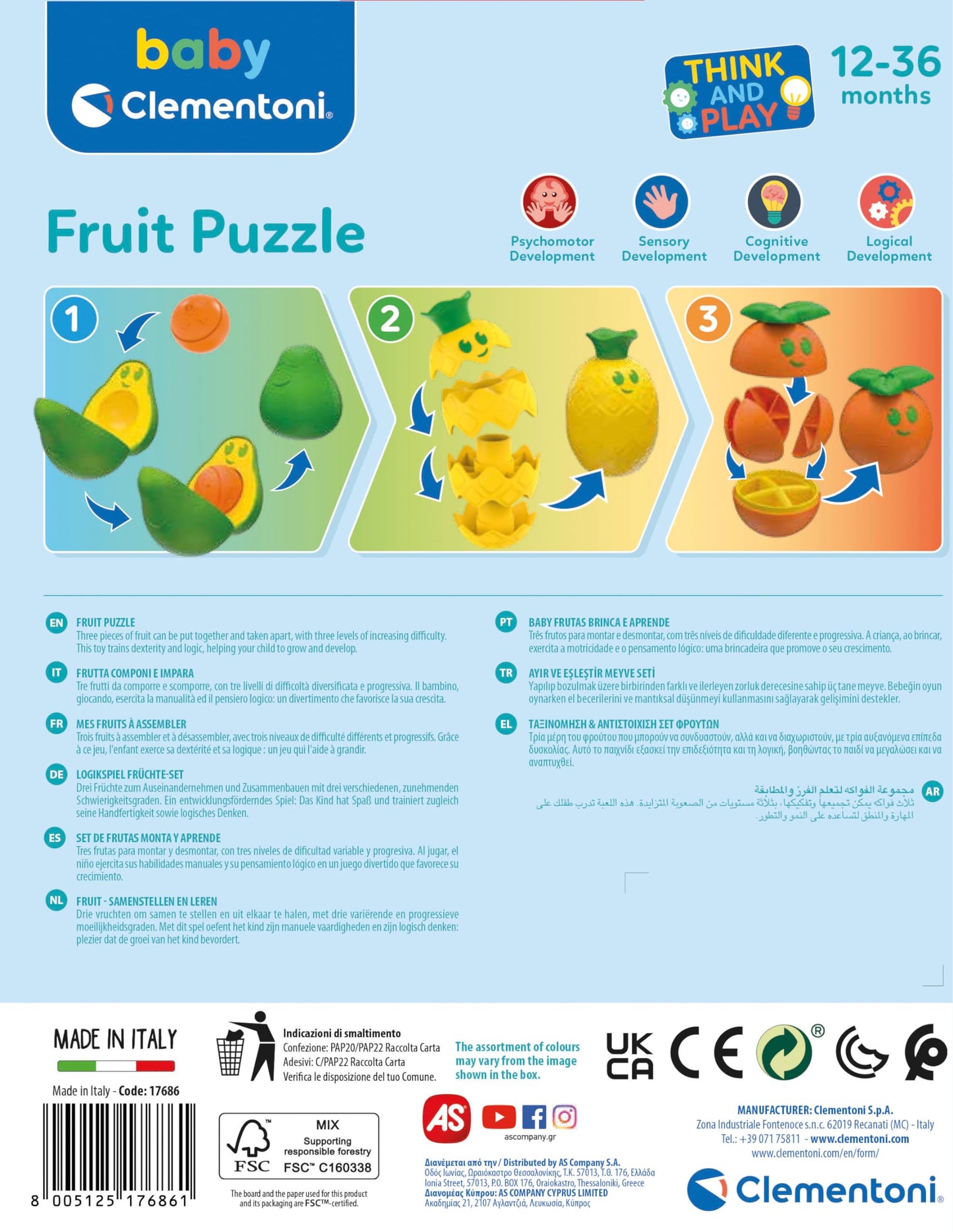 Clementoni Fruit Puzzle For 1 Year Olds - Made In Italy