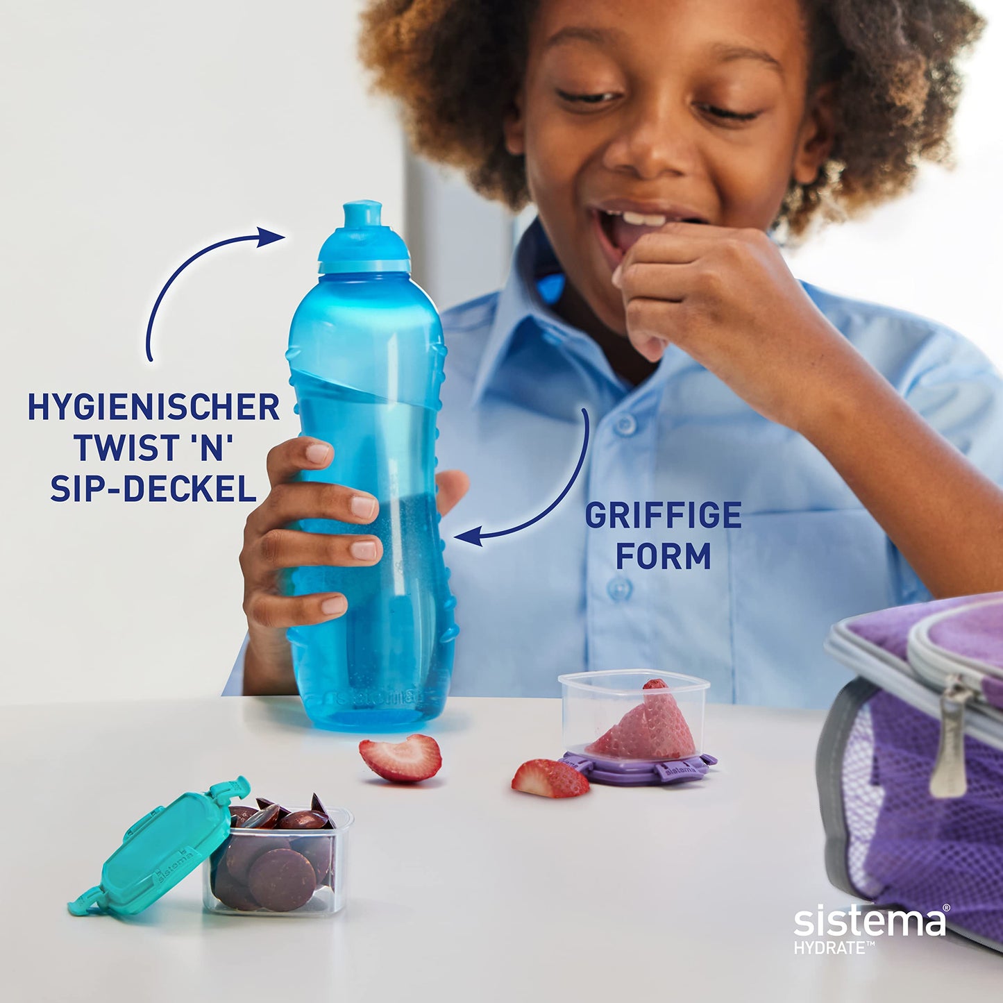 Sistema 330 ml Twist 'n' Sip Squeeze Kids Water Bottle - Made in New Zealand