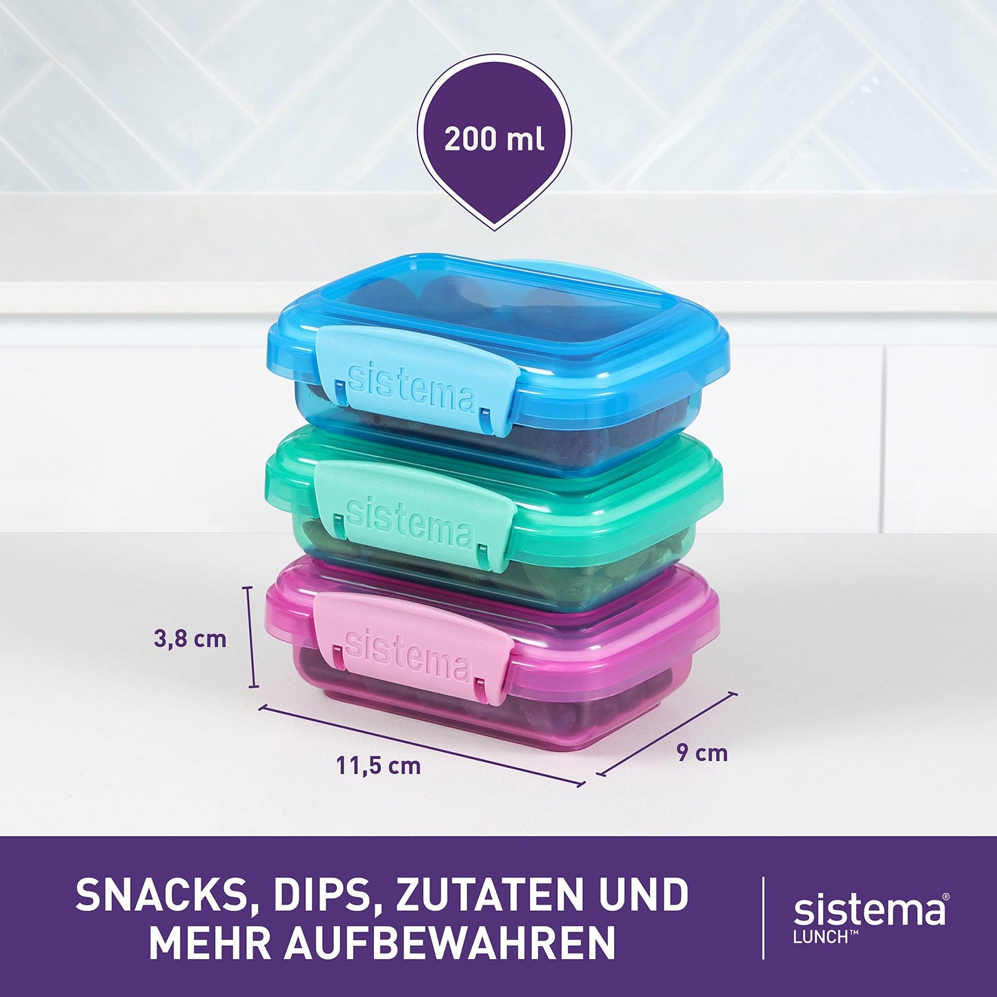 Sistema 200 ml Lunch Food Storage Containers (3 Count) - Made in New Zealand