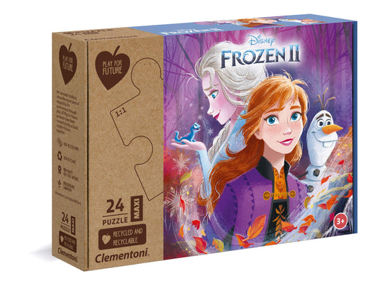 Clementoni Disney Frozen Jigsaw Puzzle 24 Maxi Pieces, 100% Recycled Materials - Made In Italy