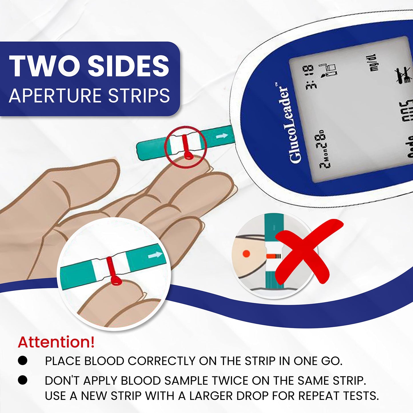 Glucoleader Enhance Blood Glucose Monitor with Test Strips and Lancets - Made in Taiwan