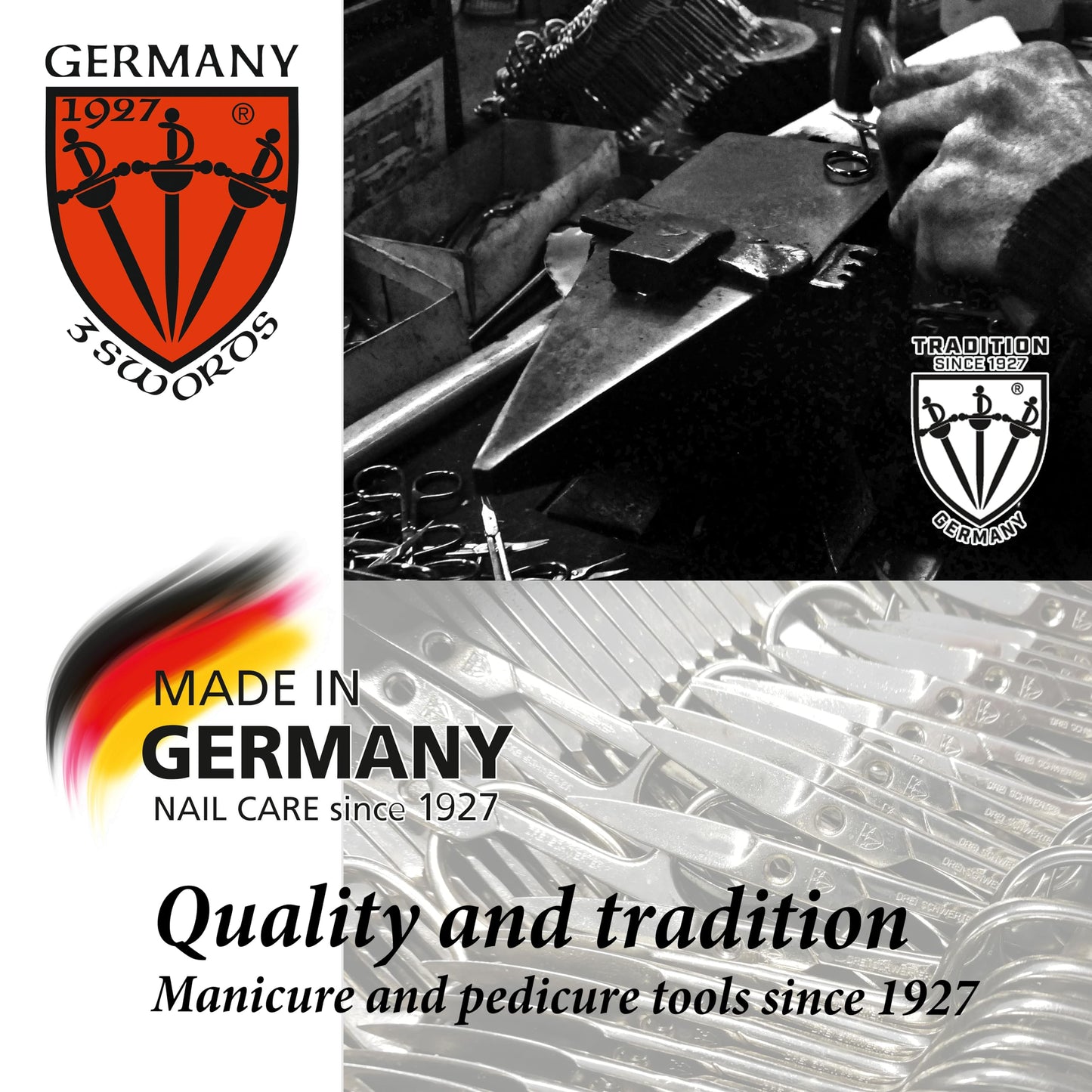 3 Swords Germany Stainless Steel Straight Nail Scissors - Made in Germany