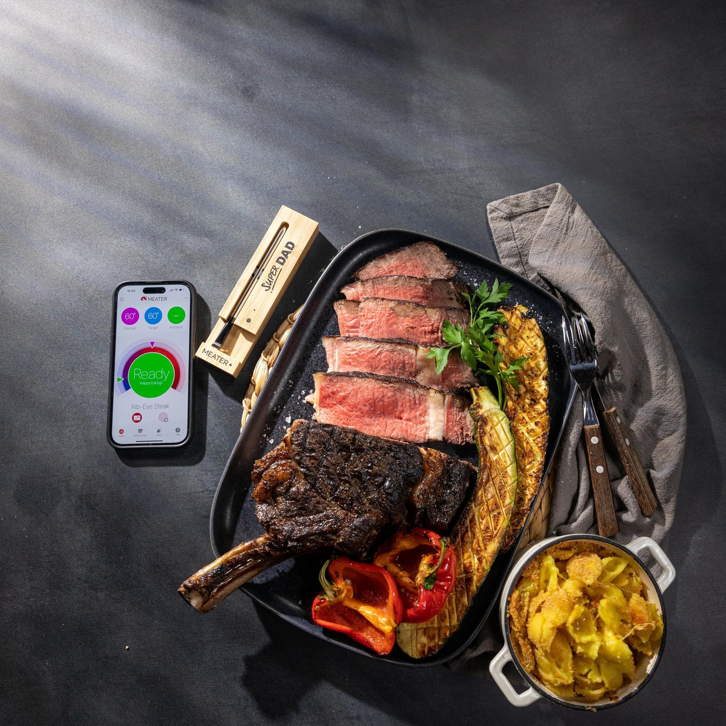 MEATER Plus - Engraved "SUPER DAD" | 50m Long Range Smart Wireless Meat Thermometer - Made in Taiwan