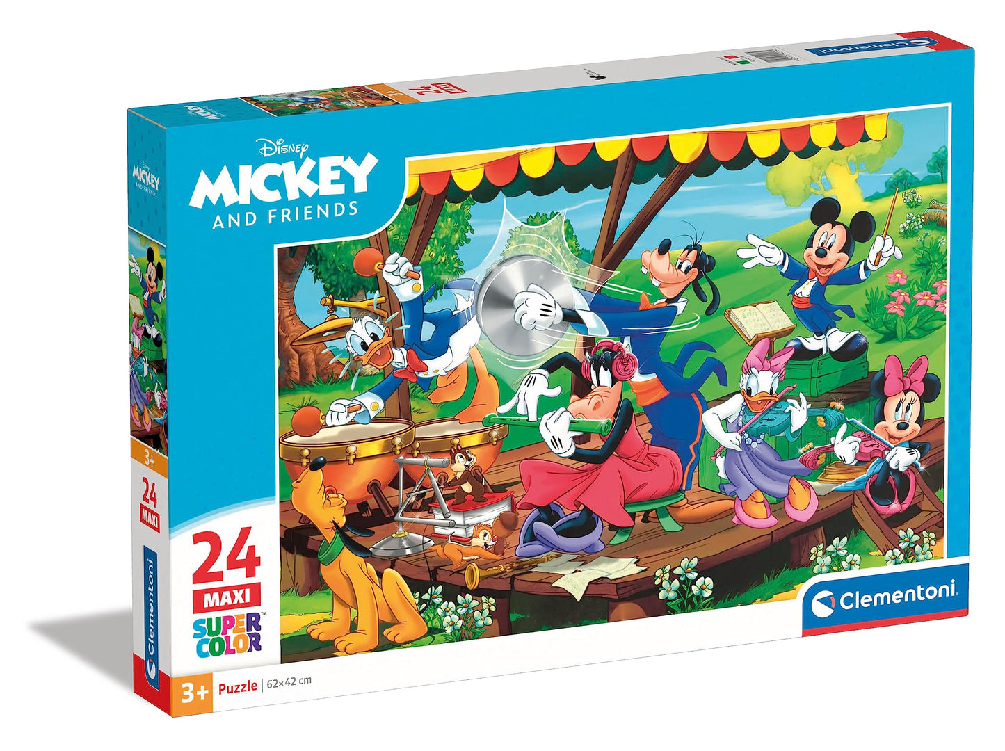 Clementoni Mickey and Friends Supercolor Maxi Puzzle 24 Pieces, Ages 3+ - Made in Italy